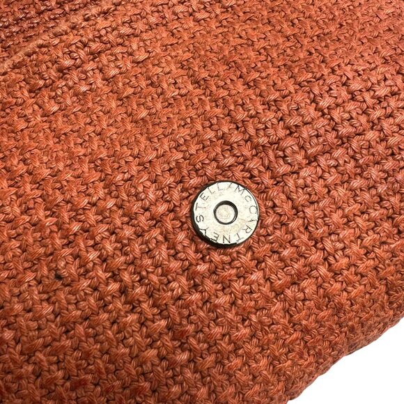 Stella McCartney Raffia‎ Falabella Flap Shoulder Bag Salmon Red Chain Clutch - Picture 11 of 12